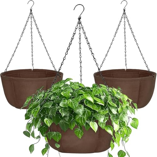 Xnuiasqe Maceta Colgante para Plantas de Exterior, Cesta Colgante para Plantas de Exterior con Cadena, Maceta Colgante de Tela de 25 cm.