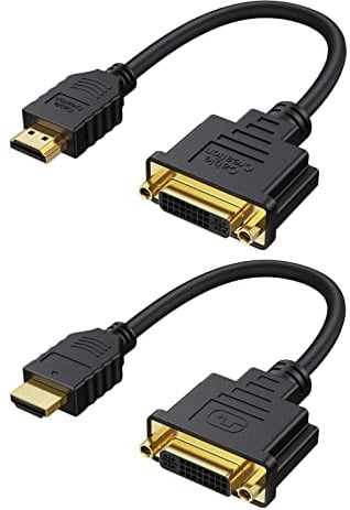 CableCreation HDMI auf DVI-Kabel, [2er-Pack, 0,15m] Bidirektionaler HDMI-Stecker auf DVI-Buchse, DVI HDMI Konverter Kompatibel mit HDTV, PS3/PS4, DVD, Unterstützt 1080P, 3D