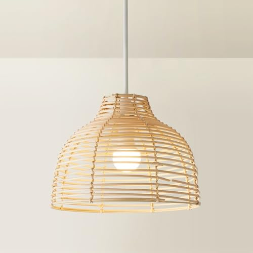 MiniSun | Modern Grey Wicker Rattan Basket Style Ceiling Pendant Light Shade Complete with a 4w LED Filament Bulb [2700K Warm White] | Shades & Home Improvements Essential | 31cm Shade Width
