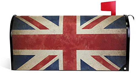 Linomo Magnetic Mailbox Cover Vintage UK Flag Union Jack English England Mailbox Wrap Post Letter Box Cover Home Garden Yard Outdoor Deco for Standard Size 18 X 21 Inch