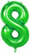 Oblique Unique® Folien Luftballon mit Zahl Nummer 0-9 Folienballon für Kinder Geburtstag Jubiläum Silvester Party Deko Ballon Grün - Zahl wählbar (Nr 8)