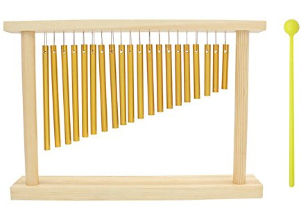Alomejor Percussions Chimes Single Row Music Percussion Wind Chime Tree with 20 Different Tones Wooden Stand and Stick Percussion Instrument