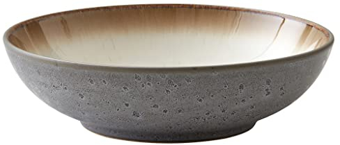 BITZ Pastaschüssel, Schüssel/Schale für Pasta und Salate, Durchm. 20 cm, Steingut, Grau/Creme