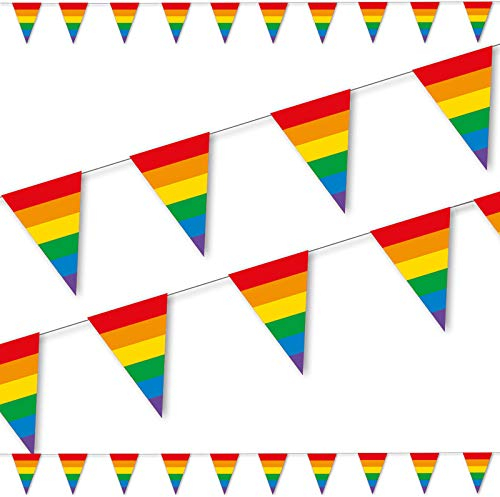 DH-Konzept 3,5m Wimpelkette * Regenbogen Farben * als Deko für Party und Geburtstag | Mottoparty Kindergeburtstag Girlande Dekoration Pride Gay LGBT