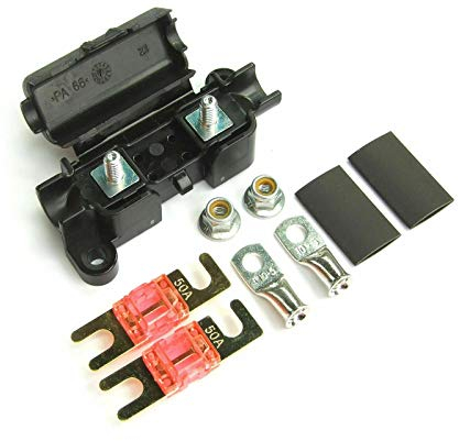 TopHomer Porte-Fusible 12V 50A avec 2 Fusibles à Lame - Anti-Éclaboussures pour Voiture, Camion, Bateau