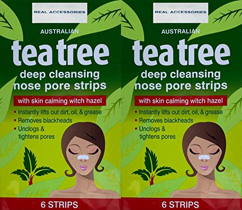 12 x UNISEX Deep Cleansing Tea Tree Nose Pore Strips FOR Blackhead Removal Strips Nose Face Mask Deep Cleansing Pore Treatment Sachets | Clear and Unclogged Pores 12 STRIPS