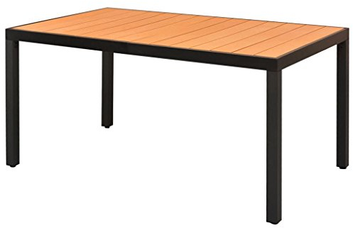Tidyard Garten Esstisch Witterungsbeständig Gartentisch Gartenmöbel Tisch Balkontisch Terrassentisch WPC Aluminium Braun 150 x 90 x 74 cm
