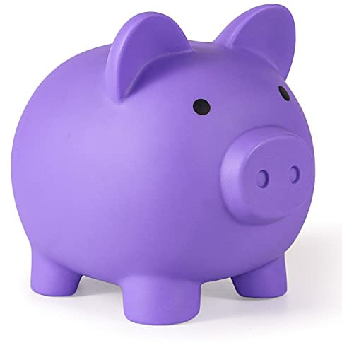 PJDRLLC Sparschwein Unzerbrechlich Kunststoff Sparschwein Spardose für Mädchen Jungen Mittelgroße Sparschweine Praktische Geschenke für Geburtstag Ostern Weihnachten (Lila)