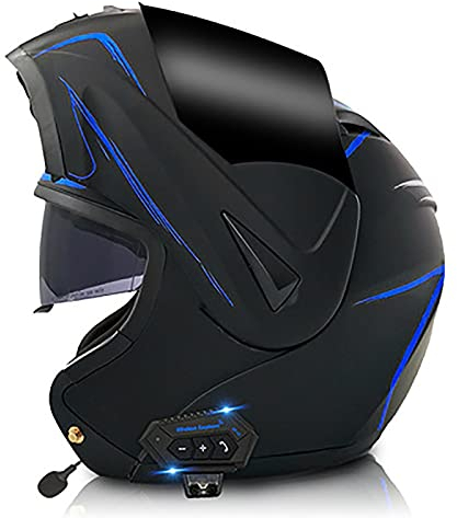 YLXD Klapphelme Motorrad Bluetooth,Integralhelm Motorradhelm Integriertes Modularer Bluetooth,ECE Zertifiziert Mit Anti-Fog-Doppelscheib ABS-Material für Erwachsene Männer und Frauen H,XS