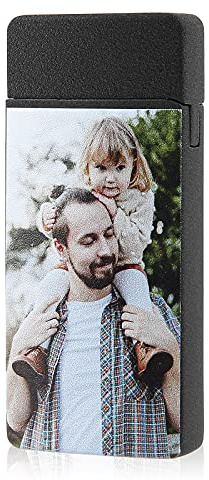 Windproof Dual Arc Electric Lighter with Battery Indicator Custom Photo USB Rechargeable Flameless Plasma Lighter for Fire, Cigarette, Candles,Outdoors,Indoors Pocket Lighter (#2)