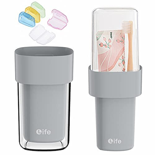 Reise-Zahnbürstenetui mit 5 Zahnbürstenköpfen Schutzhülle, abgedeckte Zahnbürstenhalter für normale und elektrische Zahnbürsten (Oral B Philips), Behälter für Camping, Schule, Geschäftsreise,