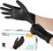 Ghopy 100pcs Disposable Gloves Professional Vinyl Gloves for Safety Work Latex Free Extra Strong Nitrile blend Gloves for Tattoo Hair Dye(L,Black)