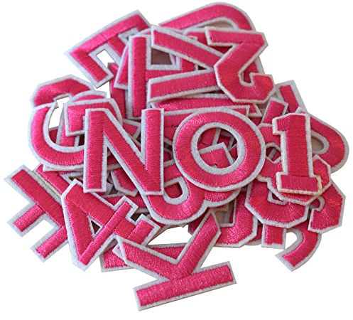 GYGYL 72 Pieces Iron on Letters and Numbers Patches, Pink Letter Patches Alphabet Embroidered Patch A-Z, Numbers 0-9 Applique for Clothes, Dress, Hat, Socks, Jeans, DIY Accessories