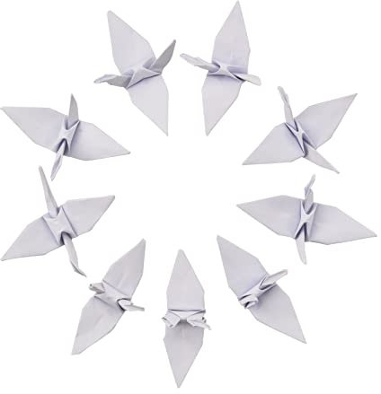 WANDIC Origami-Papierkraniche, handgefertigt, gefaltet, Origami-Papierkraniche, für Hochzeit, Party, Hintergrund, Heimdekoration, Weiß, 100 Stück