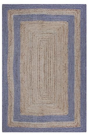CASAVANI Handgefertigter Jute Geometrischer Bereich Teppich Natürlicher Jute Teppich Geflochtener Stil Outdoor Yoga Garten Teppich Fußmatte, Esszimmer Jute Teppich 120 x 180 cm (4 x 6 Fuß)