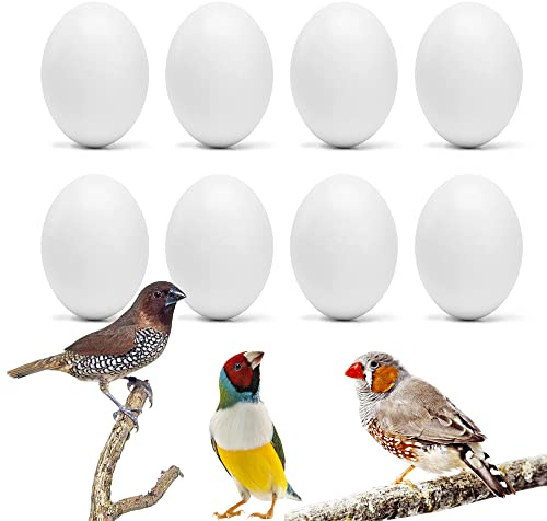WOLEDOE 8Pcs Fake Bird Eggs, Stop Egg Laying fit Finch, Zebra, Gouldian, Artificial Eggs 12mm*17mm