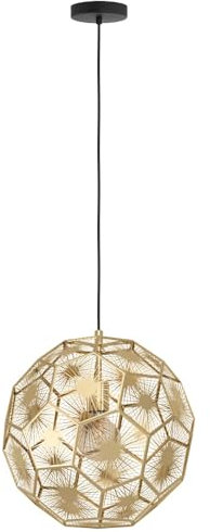EGLO Pendelleuchte Skoura, edle Hängelampe für Wohnzimmer und Esstisch im Vintage Design, hängende Retro Esszimmerlampe aus Metall in Messing, E27 Fassung, ∅ 41 cm