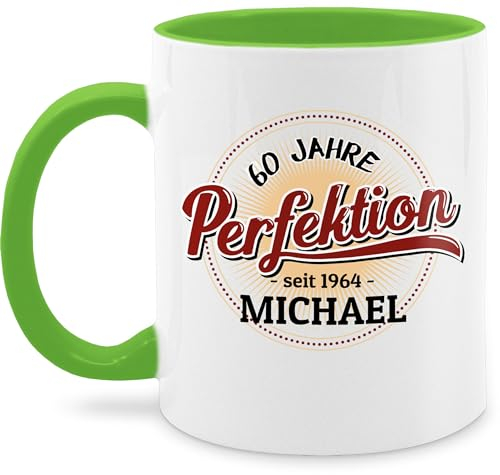 Tasse Tassen 325ml - 60. Geburtstag - 60 Jahre Perfektion - seit 1965-325 ml - Hellgrün - geschenke mann 60.geburtstag zum sechzigern haferl spruch personalisierte 60ster sechzig kaffeetassen