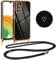 Vauki Coque pour Samsung Galaxy A13 4G avec Cordon de Collier, Galvanisé Etui Housse avec Motif Coeur d'amour, Antichoc Anti-Rayures Case avec Bandoulière pour Samsung A13 4G 6.6, Nior
