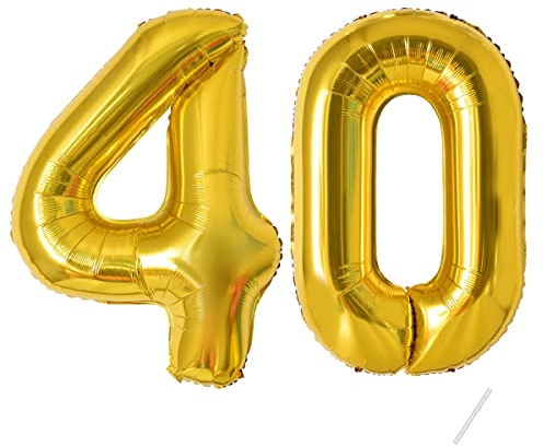40 Geburtstag Deko zahlen luftballon 40 jahre | Folienballon Gold- für 40. Geburtstagsdeko Männer Frauen Ballon Zahl Deko zum Geburtstag fliegt mit Helium 40.Geburtstagsparty 40-101cm