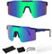 Sonnenbrille Fahrradbrille,Sportbrille für Herren Damen UV400 Schutz Windschutz Radsportbrille Sport Radfahren Schutzbrille für Outdoor-Sportarten, Autofahren, Wandern, Angeln, Laufen(Grünlich Blau)