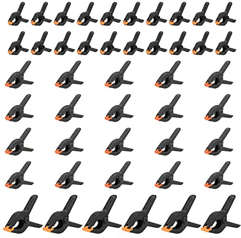 MANCHAP 46 Pack 3 Sizes Plastic Spring Clamps, 2 Inch/3 Inch/6 Inch Nylon Spring Clamps Plastic Quick Grips Clips for Woodworking Projects, Photography