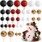 ASTARON 32 Pcs Ball Cake Topper Decorations Mini Balloons Cake Topper Sticks Foam Balls Cake Picks Cake Topper Balls Cake Decorations for Wedding Party Birthday Cake Decorating (Red Black)