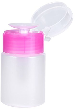 Reise-Pumpflaschen für Toilettenartikel, 2 Farben, 60 Ml, Pumpspender, Nagellackentferner, Alkohol, Flüssigreiniger, Leere Plastikflasche für Nagellackentferner, Make-up-Entferner (Rosa)