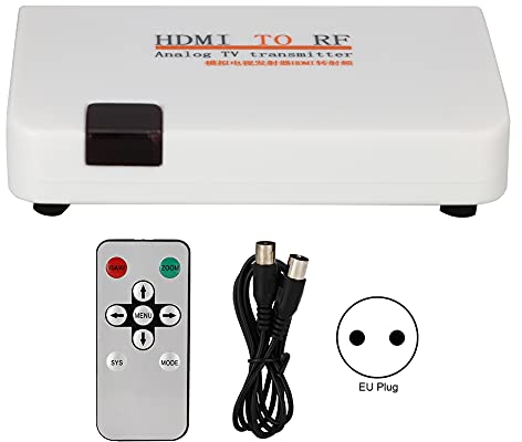 Convertisseur RF HDMI vers Coaxial, Signal Analogique HDMI vers Coaxial avec Télécommande, Prise en Charge 480I/480P/576I/576P/720P/720I/1080I/1080P (Prise UE)
