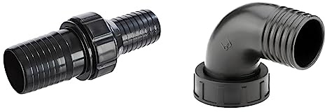 Oase Schlauchreduzierstück 2%22 auf 1 1/2%22 Schläuche & Verbinder, Schwarz, 15 x 12,1 x 1,21 cm | PVC & Verbindungsbogen 2%22/90° Bitron, schwarz