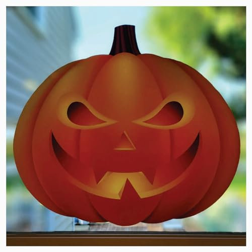 4 x große Kürbis-Fensteraufkleber – Halloween-Aufkleber für Fenster – Halloween-Fensteraufkleber für Kinder – Jack O Lantern