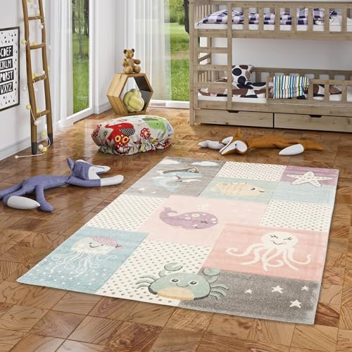 Pergamon Kinderteppich | Spielteppich | Kurzflor | Verschiedene Motive, Größe:200x290 cm, Farbe:Pastell Bunt