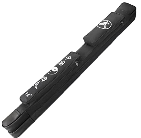 Stoff-Wushu-Tragetasche, Kendo-Tasche, Oxford-Stoff + Pu-Leder-Schwert-Aufbewahrungstasche, Kampfsport-Waffenkoffer, Schwert-Umhängetasche, doppelte Schwert-Taschen-Tragetasche mit mehreren Taschen (