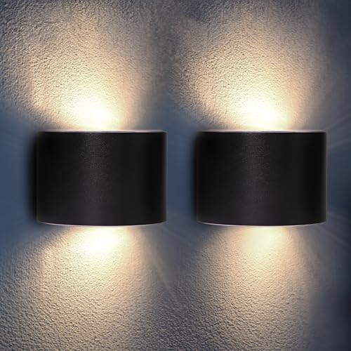 Proxinova Solar Wandleuchte Aussen, Wasserdicht Stahl Solar Zaun Beleuchtung, Kabellose Wand Beleuchtung Garten, Umgebungslicht Design, Einfache Montage, Weg Solar Sensor Außenleuchte | Pack of 2