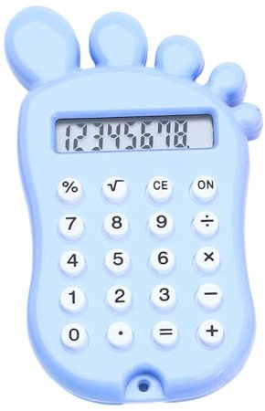 Reheyre Calculatrice de bureau, design en forme de pied, calculatrice à 8 chiffres avec boutons en silicone, mini calculatrice portable pour bureau, école, finance, maison, bleu