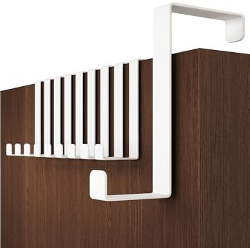 Menz Over Door Hanger – 10 pcs. in White - Coat Hooks 3.6 cm (1.4) + 4.6 cm (1.8) - Over Door Hook for Hanging Clothes, Coat Rack