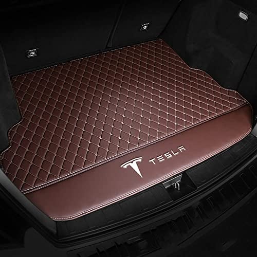 Auto Kofferraumwanne Kofferraummatte Kofferraumwanne für Tesla Model 3 Highland 2024 Trunk Mat Leder VollstäNdige Einkreisung Heck Kofferraum ZubehöR,Mainpad-Coffeestyle