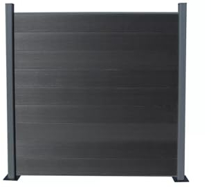 HORI® WPC Garten Zaun I Lamellenzaun, WPC Gartenzaun Sichtschutzzaun Komplettset I beidseitig glatt I 1x Schräg + 1x Pfosten I Einbetonieren I Anthrazit