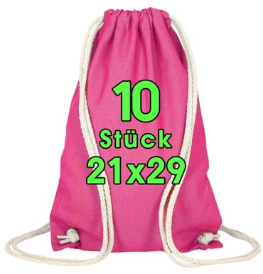 ELES VIDA Baumwollbeutel für Kinder 21x29 cm - 10 oder 25 Stück zum Bemalen & Gestalten - Beutel OEKO-TEX® geprüft kleine Sportbeutel - Festival Party Beutel, Jutebeutel Stoffbeutel Pink