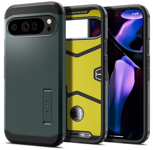 Spigen Tough Armor für Google Pixel 9 Pro XL -Abyss Green | Integrierter Kickstand, Air Cushion Tech, Military-Grade Schutz