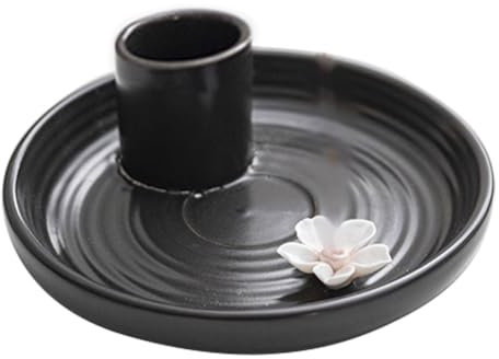 Porte-Encens Noir, Porte-Encens en Céramique, Simple, Porte-Encens en Terre Cuite, Porte-Sauge