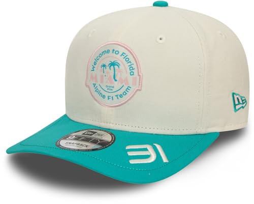 New Era Alpine F1 9Fifty Miami GP Snapback Cap, Esteban Ocon - Off White, S/M
