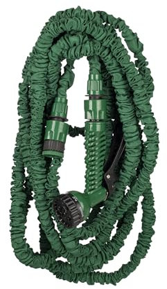HERSIG - Manguera extensible de jardín verde osc. - 15m. + funda