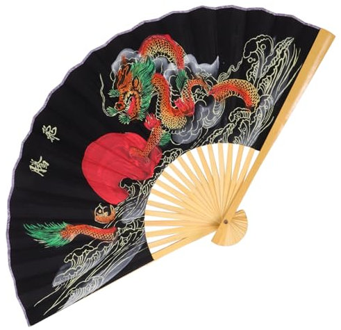 Cabilock Grand Éventail Chinois en Bois À Suspendre Au Mur 0 5 X 0 9 M Pliable Décoration Murale pour Photographie Fête Maison