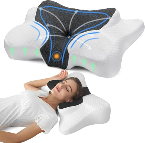 EYSCOTA Orthopädisches Kissen, Ergonomisches Nackenstützkissen aus Memory-Schaum, ergonomisch für Seiten-, Rücken-, Bauchschläfer, schlaffördernd