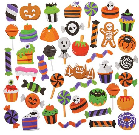 Baker Ross FN289 Halloween Trick or Treat Sweets Foam Stickers - Pack of 160, Halloween Stickers for Kids