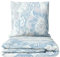 Leonado Vicenti Biber Bettwäsche 240x220 Winter Set flauschig Feinbiber geblümt Blau Beige Kissenbezug 80x80 cm mit verdecktem Reissverschluss, 3teilig
