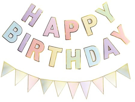 Aikeis Pancarta de feliz cumpleaños | cartel de feliz cumpleaños | decoraciones de cumpleaños | pancarta de cumpleaños para mujeres y niñas | decoración de fiesta de cumpleaños de macaron pastel