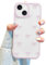 Jusy Compatible with iPhone 13 Bow Phone Case, Cute Clear Pink Ribbon Bowknot Pattern Aesthetic Soft TPU Transparent Cases Full Camera Protective Phone Cover for Women Girly - Pink