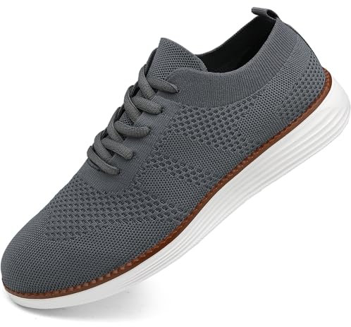 Trainers for Men Summer Casual Grey Shoes Lightweight Slip on Walking Sneakers Formal Oxford Business Trainers Mens Grey UK 9